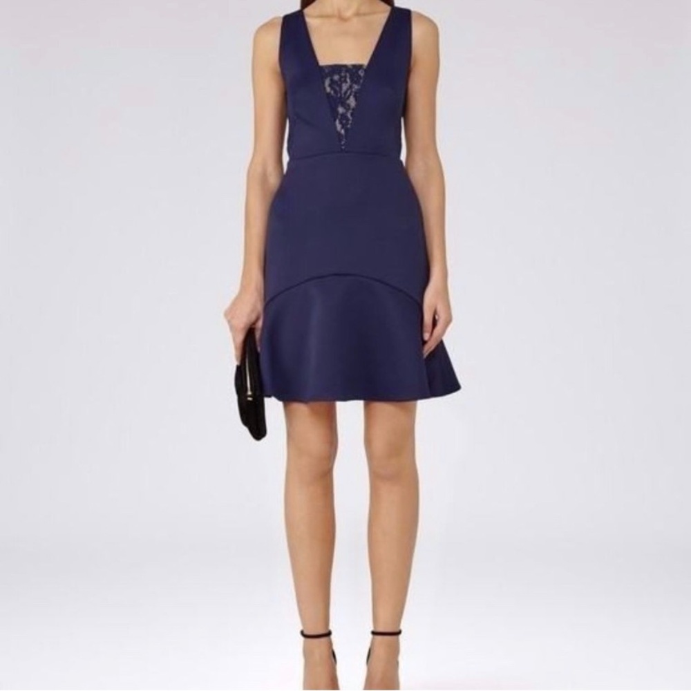 Reiss Hudson Fit and Flare Mini Dress - Navy Blue